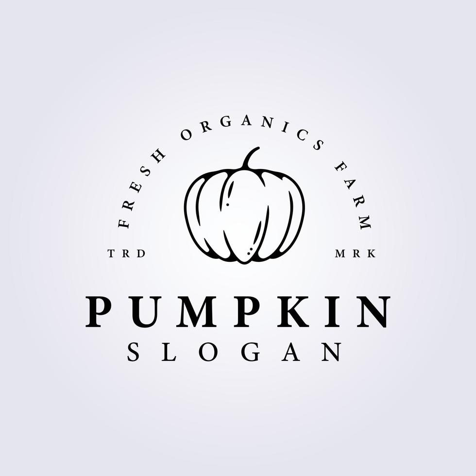 simple line pumpkin logo vector farm symbol icon illustration template design
