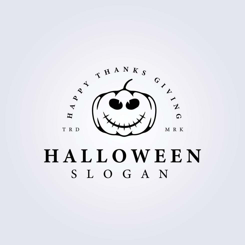 smiling halloween pumpkin vector logo illustration template design
