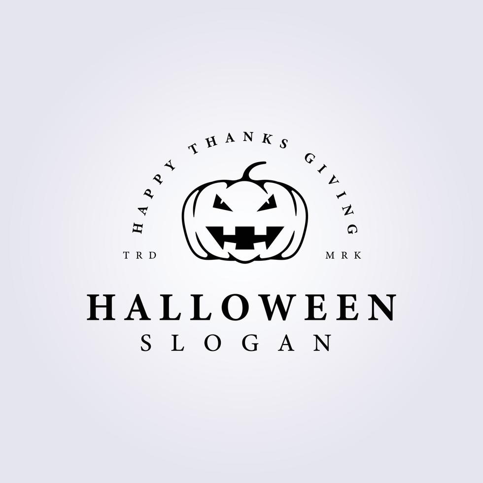 October Halloween Pumpkin vector logo line illustration template design