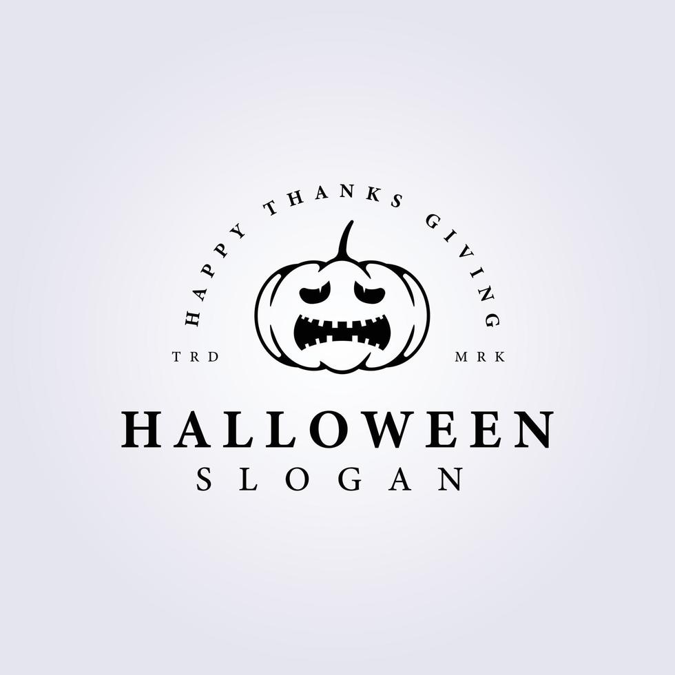 funny halloween pumpkin vector logo illustration template design