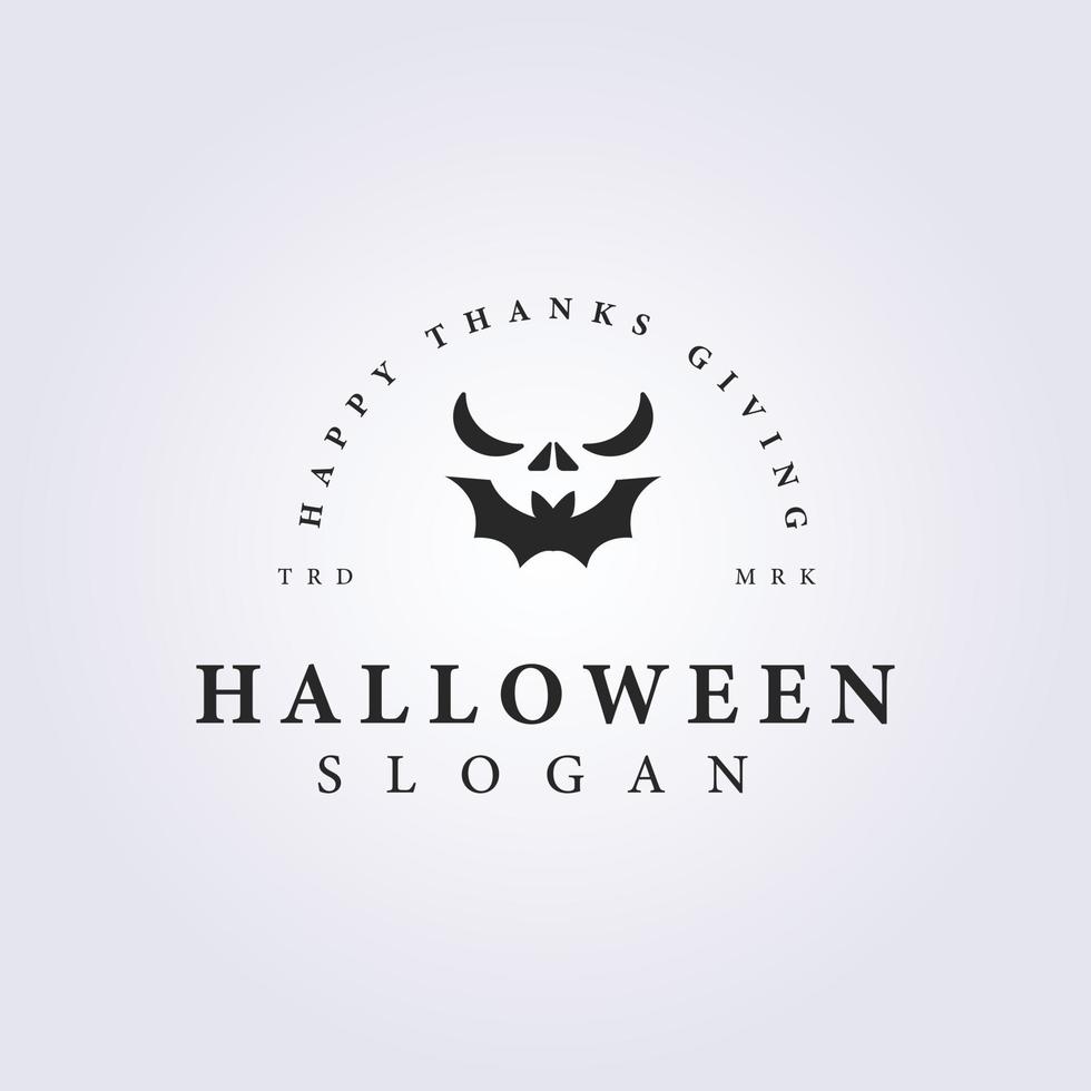 scary bat halloween face vector logo icon template illustration design