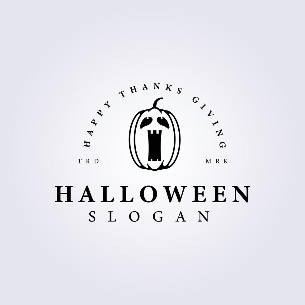 scary halloween pumpkin line logo vector illustration template design