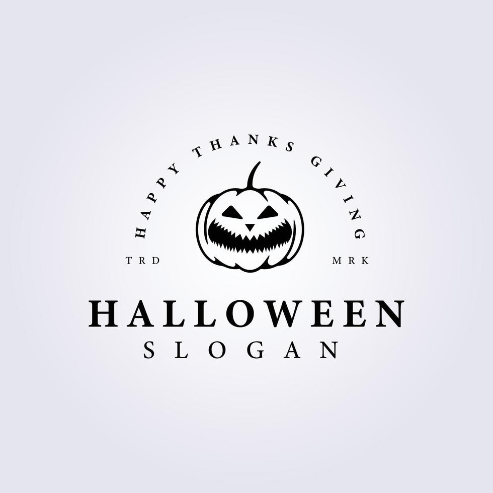creepy halloween pumpkin vector logo illustration template design
