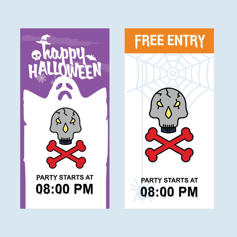 diseño de invitación de halloween feliz con vector de calavera