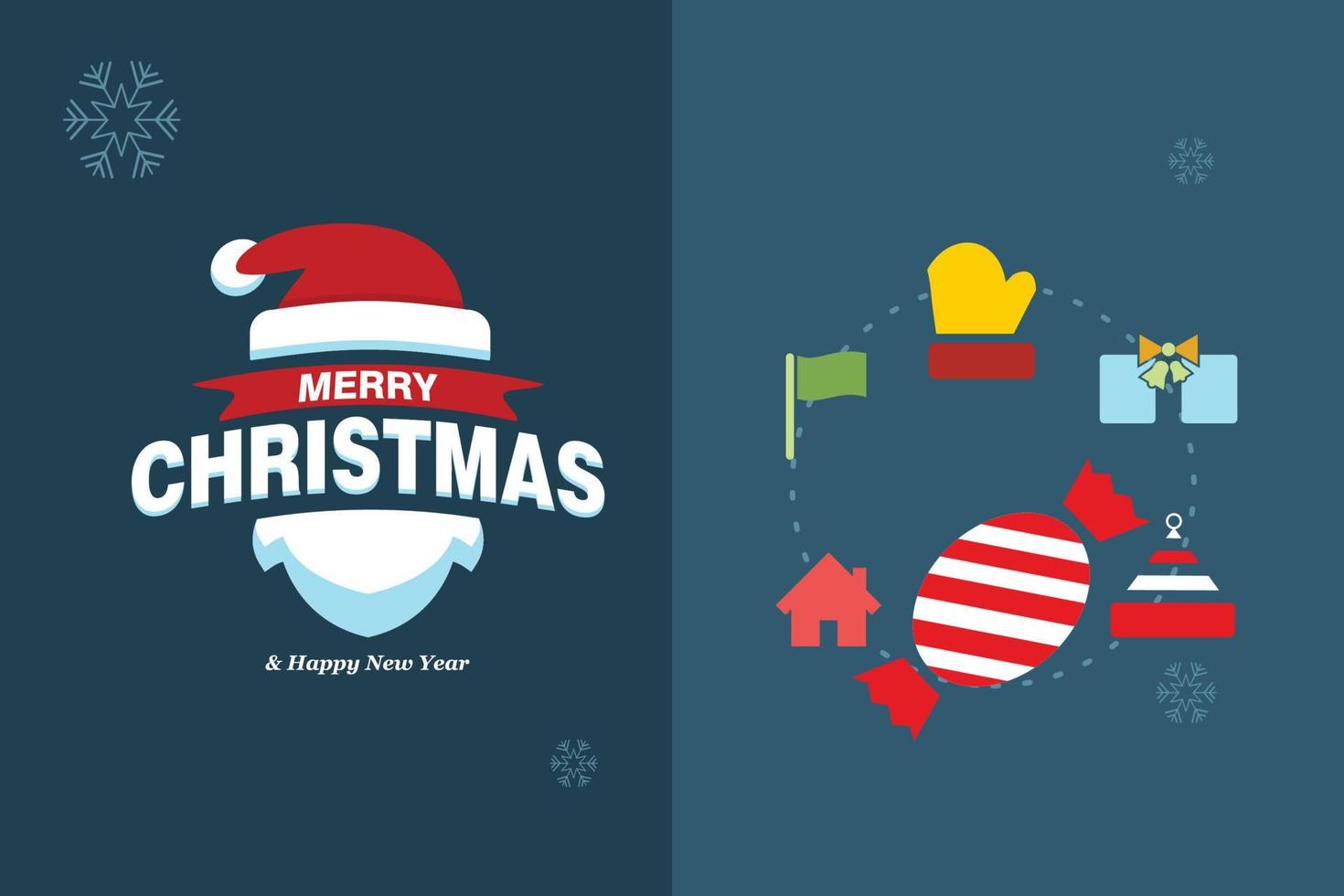 tarjeta de feliz navidad con diseño elegante y vector de tipografía