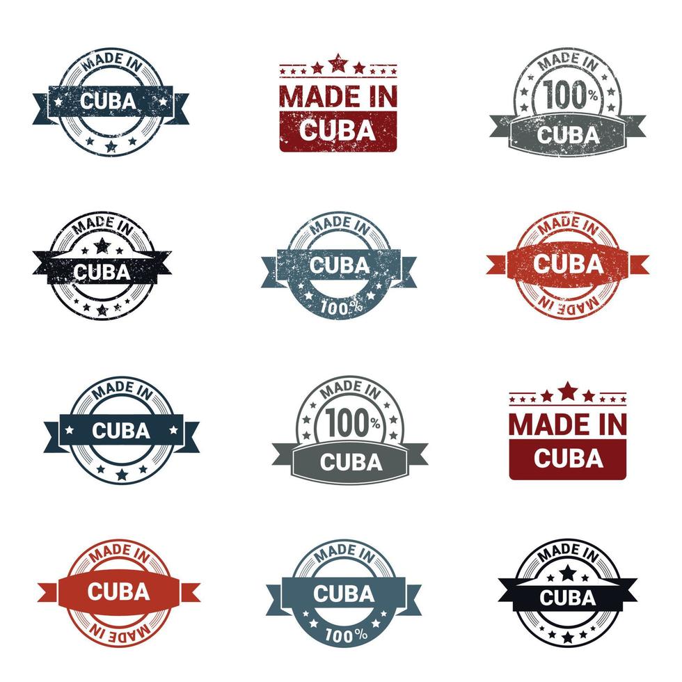 Cuba Stamp design set vector
