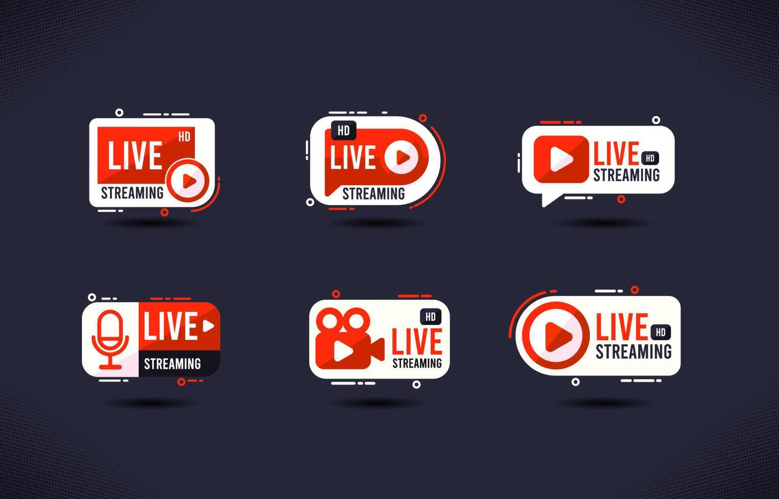 Red And White Live Icon Badge vector