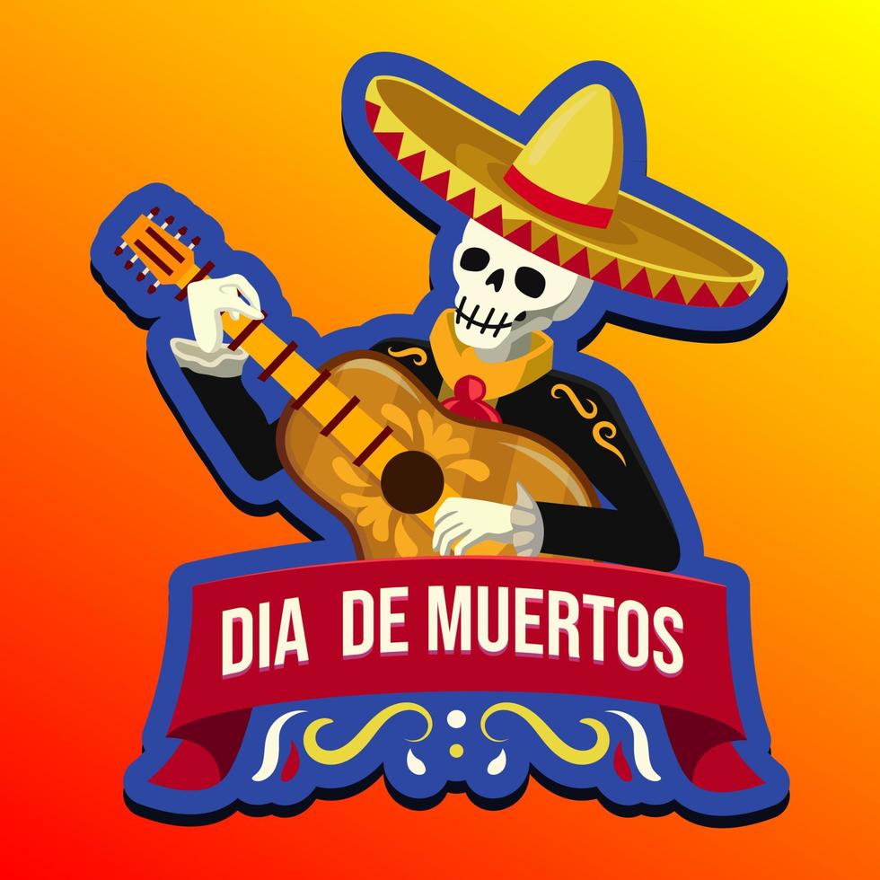 Dia de Los Muertos, Day of the Dead or Halloween greeting card, banner, invitation. Sugar tatoo skulls, marigold flowers, Catrina Calavera traditional mexico skeleton decoration Vector illustration.