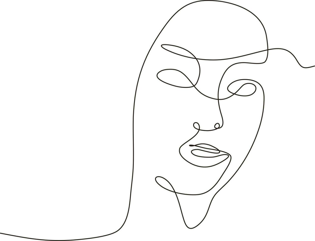 vector continuous line beautiful girl face illustration