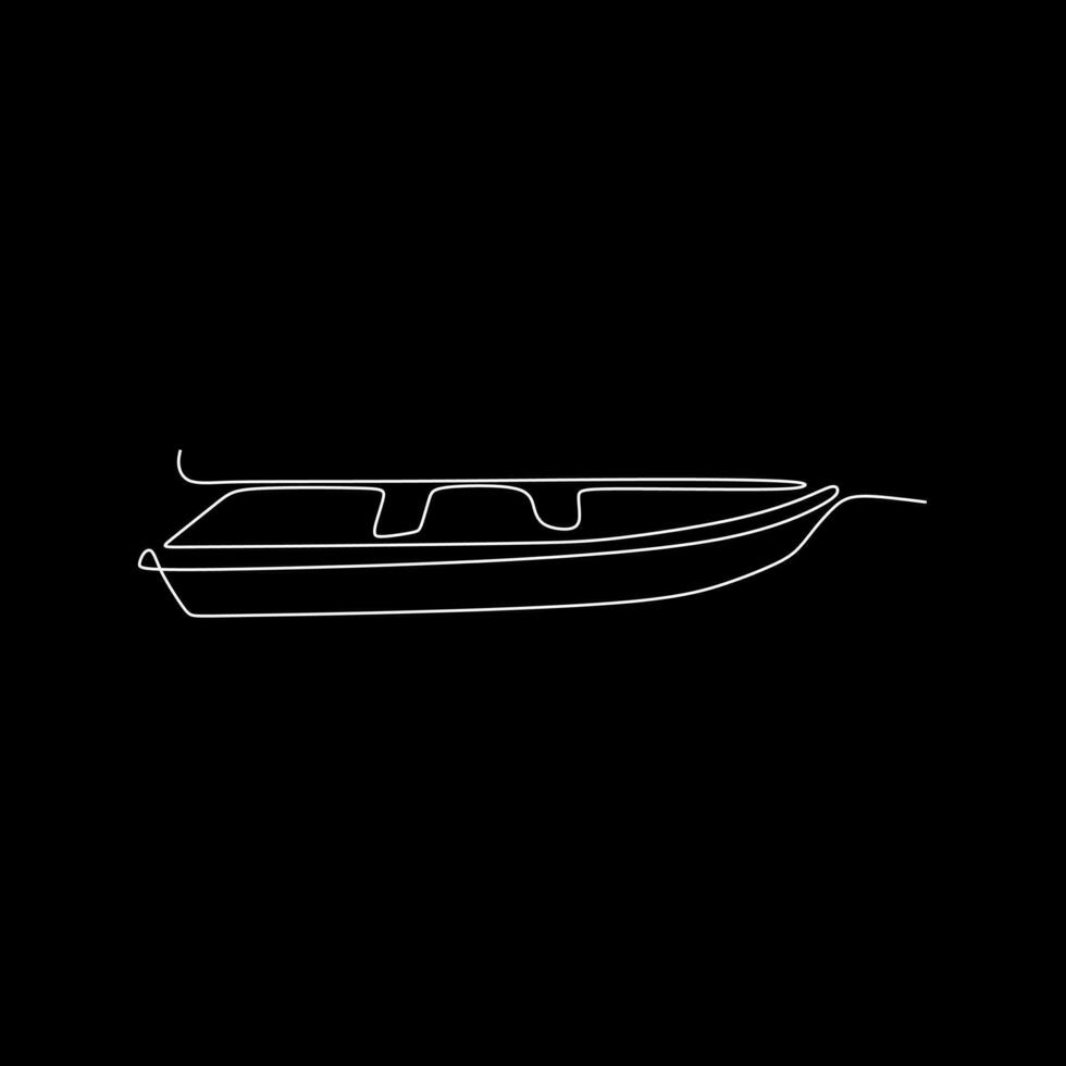 fisherman boat straight line vector