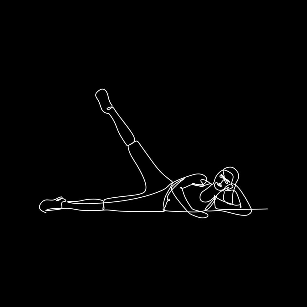 vector continuous line woman exercising