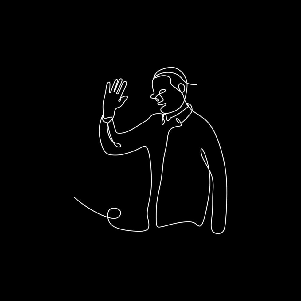 continuous line vector boy in style