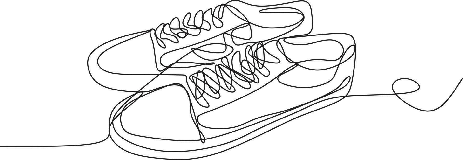 continuous line vector lace shoes illustration