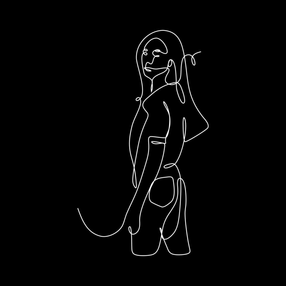 continuous line vector freestyle woman