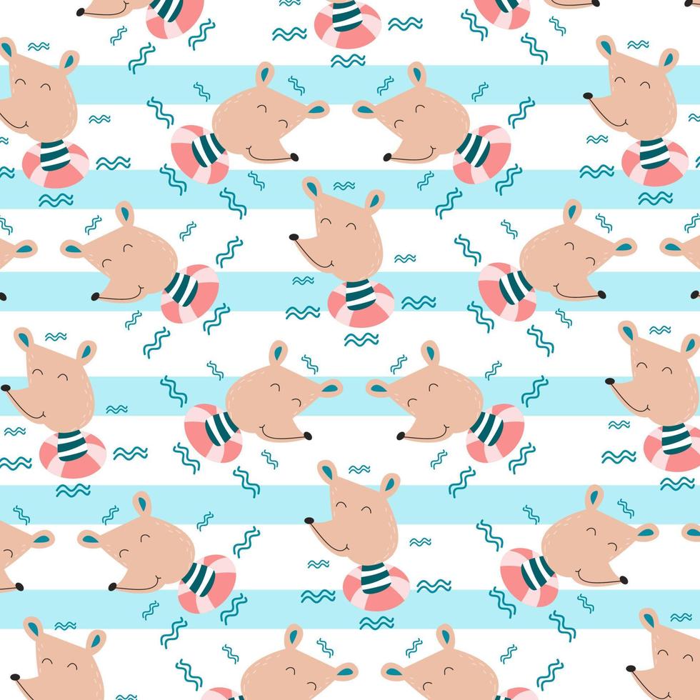 Cute animal character pattern suitable for wallpaper vector