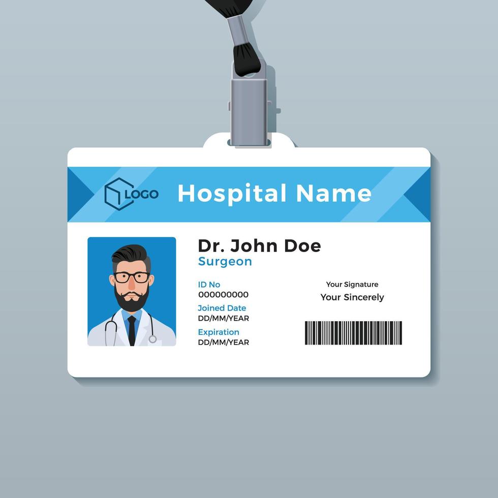 Doctor ID card template vector