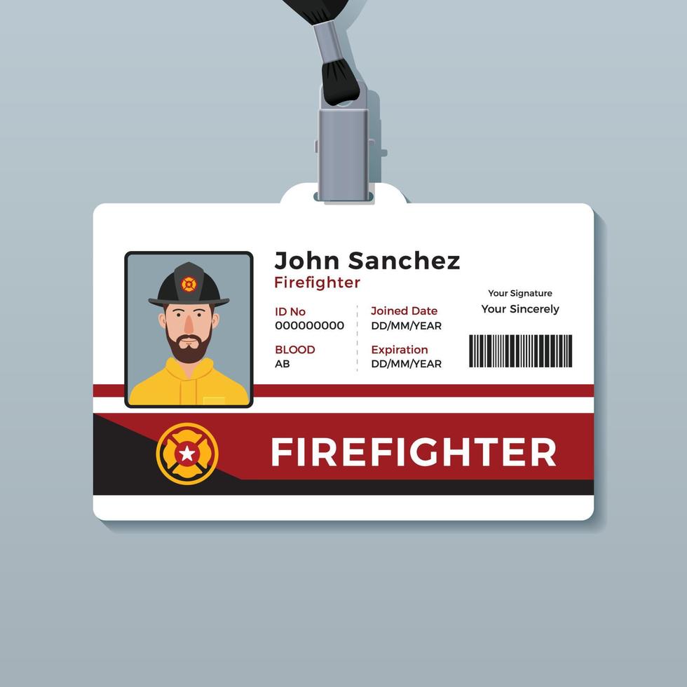 Firefighter ID Card Template vector