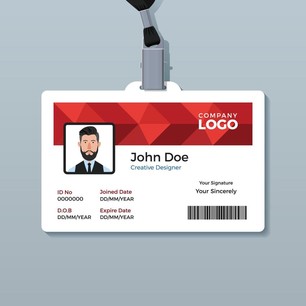 Red Polygon ID Card Template vector