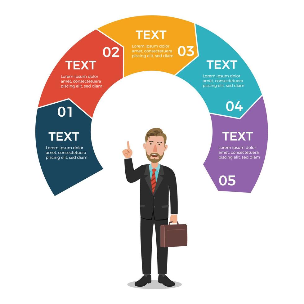 Businessman with Circle Arrows Infographic Template vector