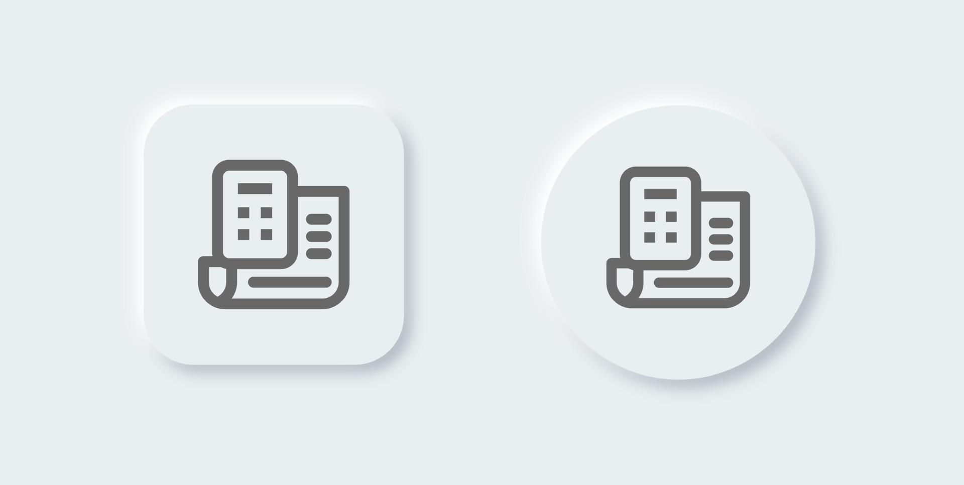 Accounting line icon in neomorphic design style. Finance signs vector illustration.