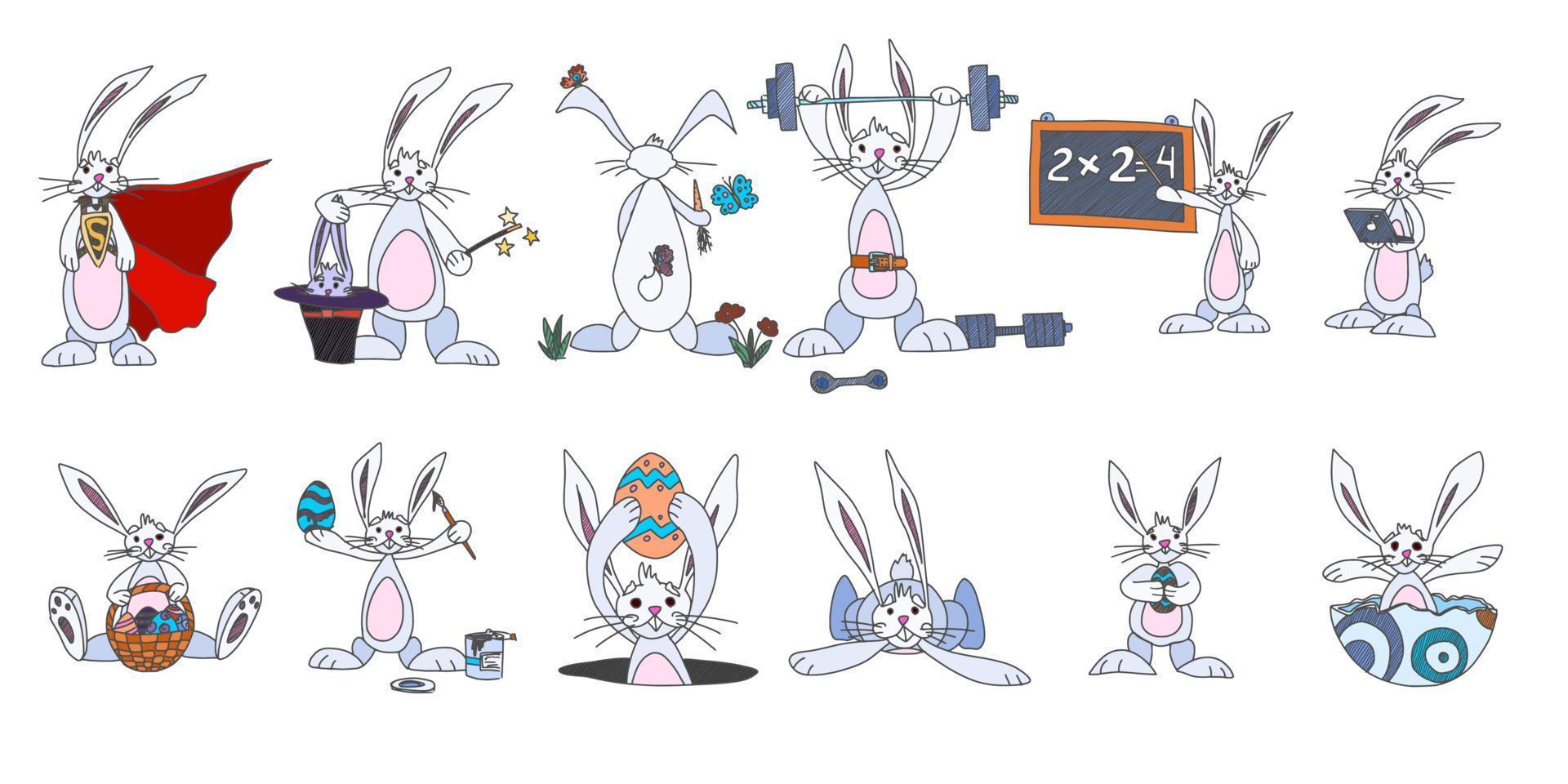 big new drawing collection of hares characters vector