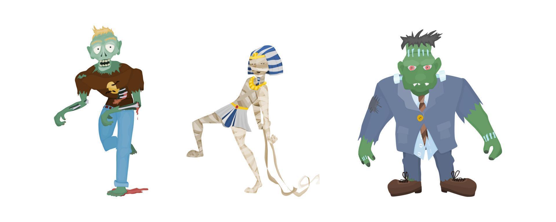 hell raiser monsters zombie mummy and frankenstein vector