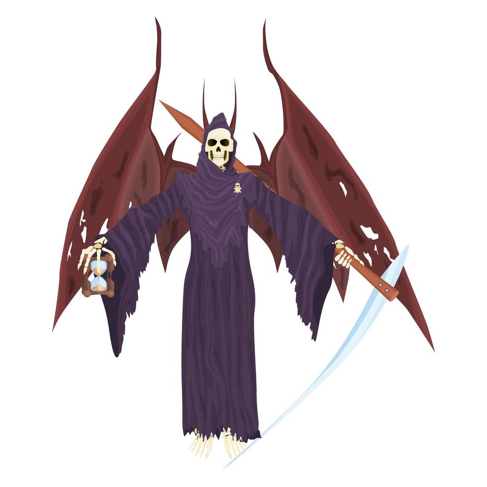 winged angel of death with hourglass and scythe vector