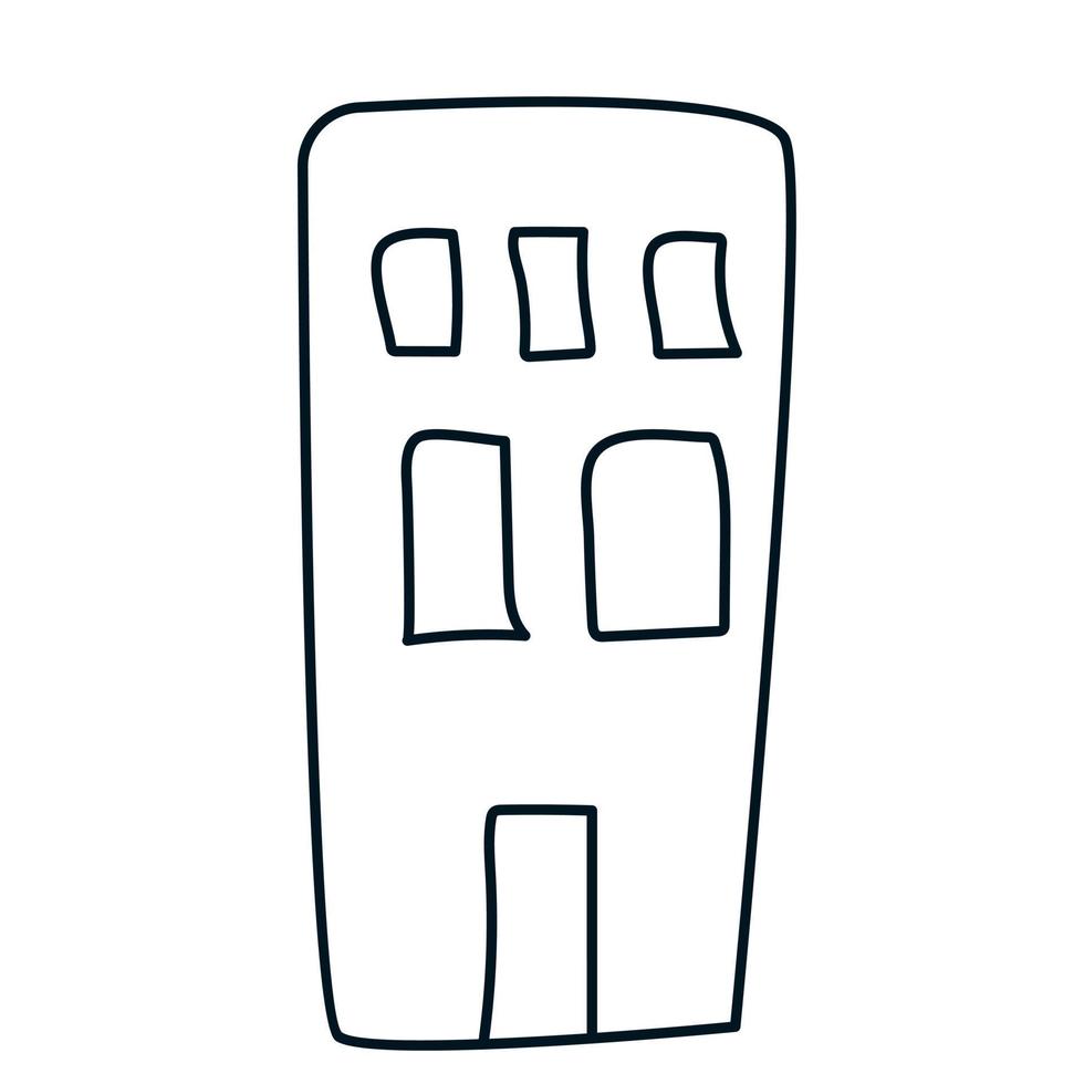 Doodle style house. Vector illustration of hand-drawn