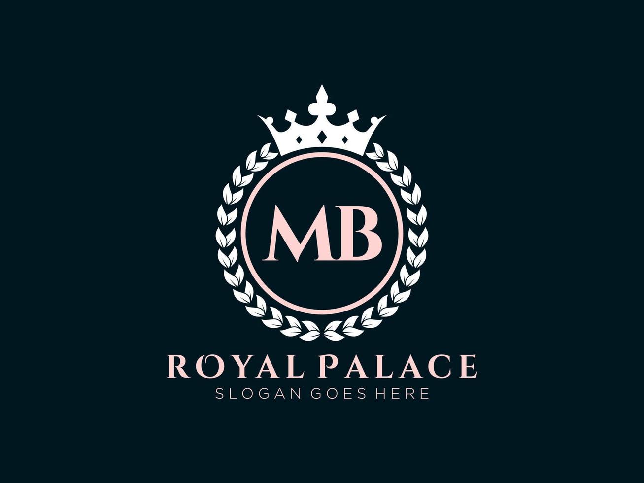 Letter MB Antique royal luxury victorian logo with ornamental frame. vector