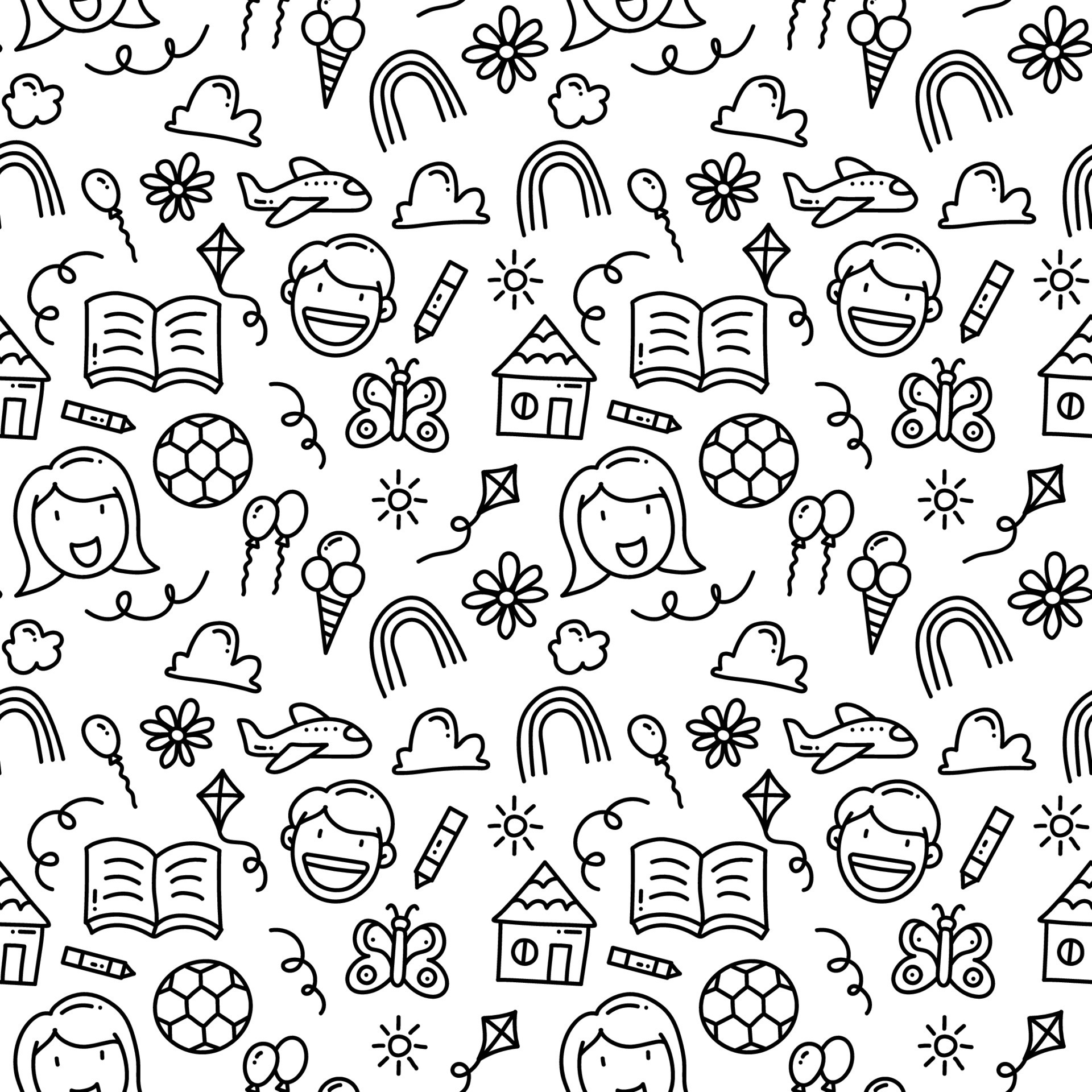 stylish-children-day-doodle-seamless-pattern-background-13270247-vector