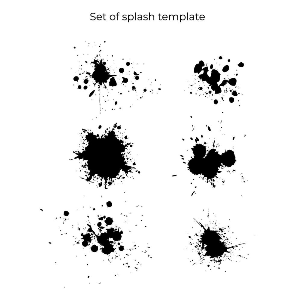 Set of splash element illustration template. Black silhouettes of paint splash. Element for background. Vector eps 10.