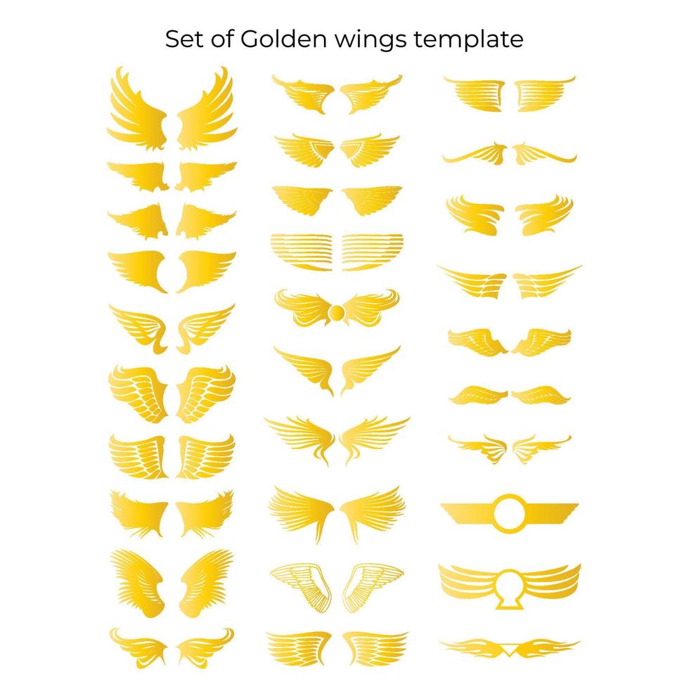 Set of golden wing vector template. Luxury and royal design element. Vector eps 10.