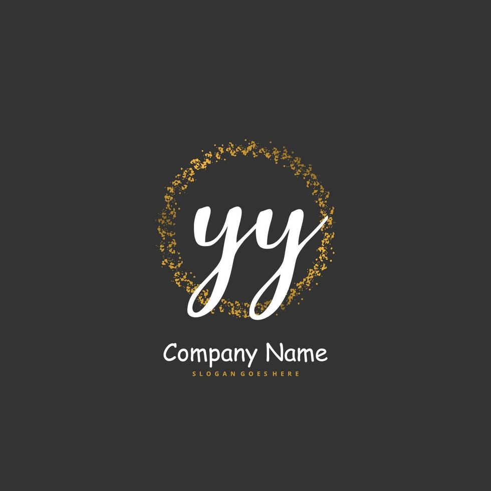 YY Initial handwriting and signature logo design with circle. Beautiful design handwritten logo for fashion, team, wedding, luxury logo. vector