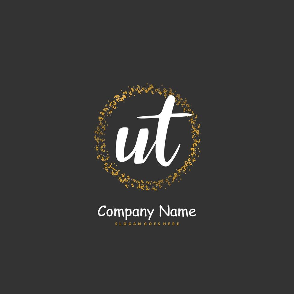 UT Initial handwriting and signature logo design with circle. Beautiful design handwritten logo for fashion, team, wedding, luxury logo. vector