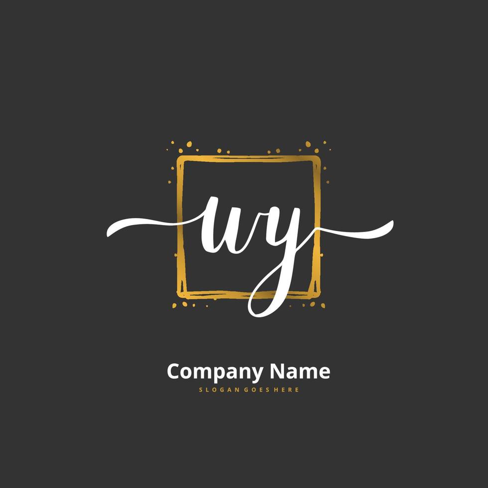 wy escritura a mano inicial y diseño de logotipo de firma con círculo. hermoso diseño de logotipo escrito a mano para moda, equipo, boda, logotipo de lujo. vector