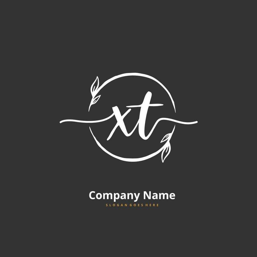 XT Initial handwriting and signature logo design with circle. Beautiful design handwritten logo for fashion, team, wedding, luxury logo. vector