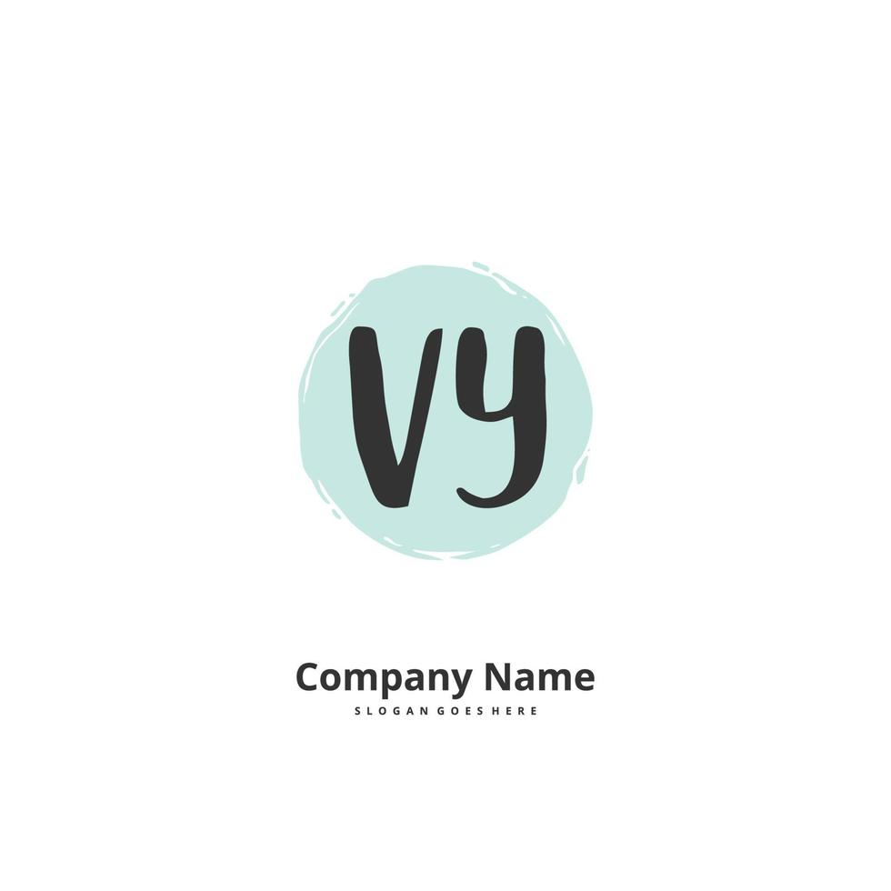 vy inicial de escritura a mano y diseño de logotipo de firma con círculo. hermoso diseño de logotipo escrito a mano para moda, equipo, boda, logotipo de lujo. vector