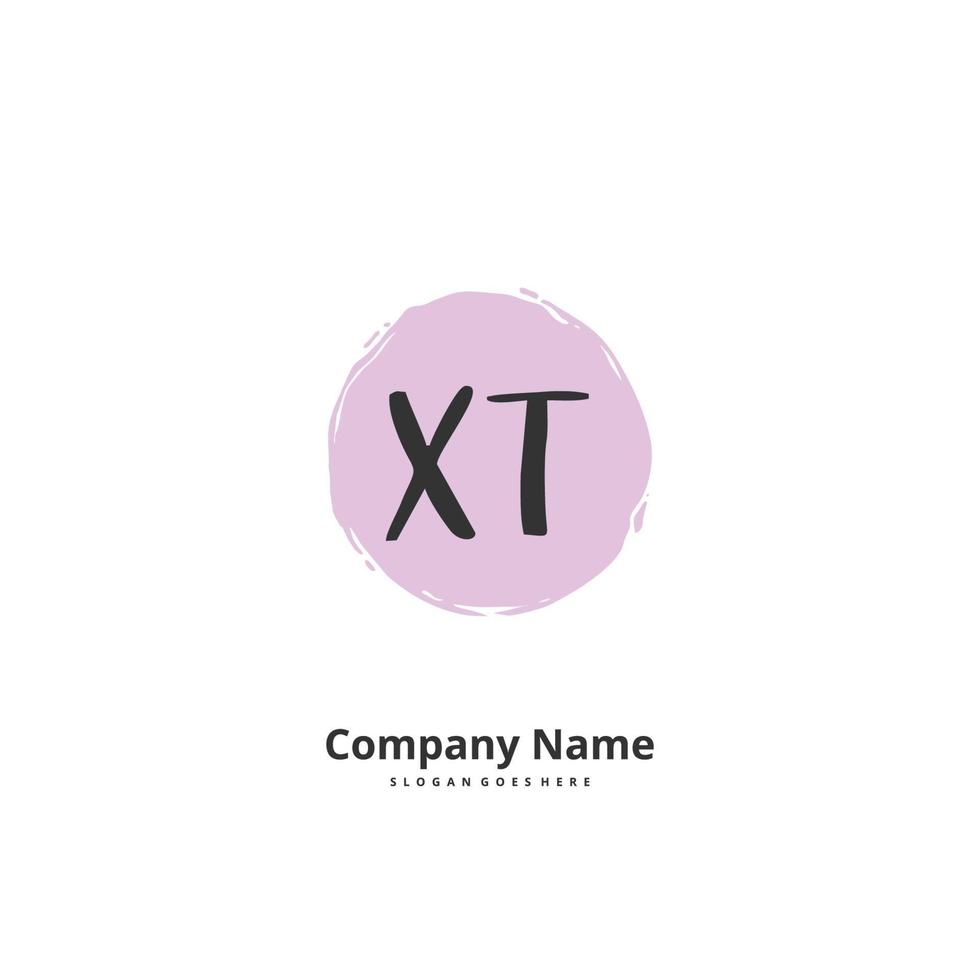 XT Initial handwriting and signature logo design with circle. Beautiful design handwritten logo for fashion, team, wedding, luxury logo. vector