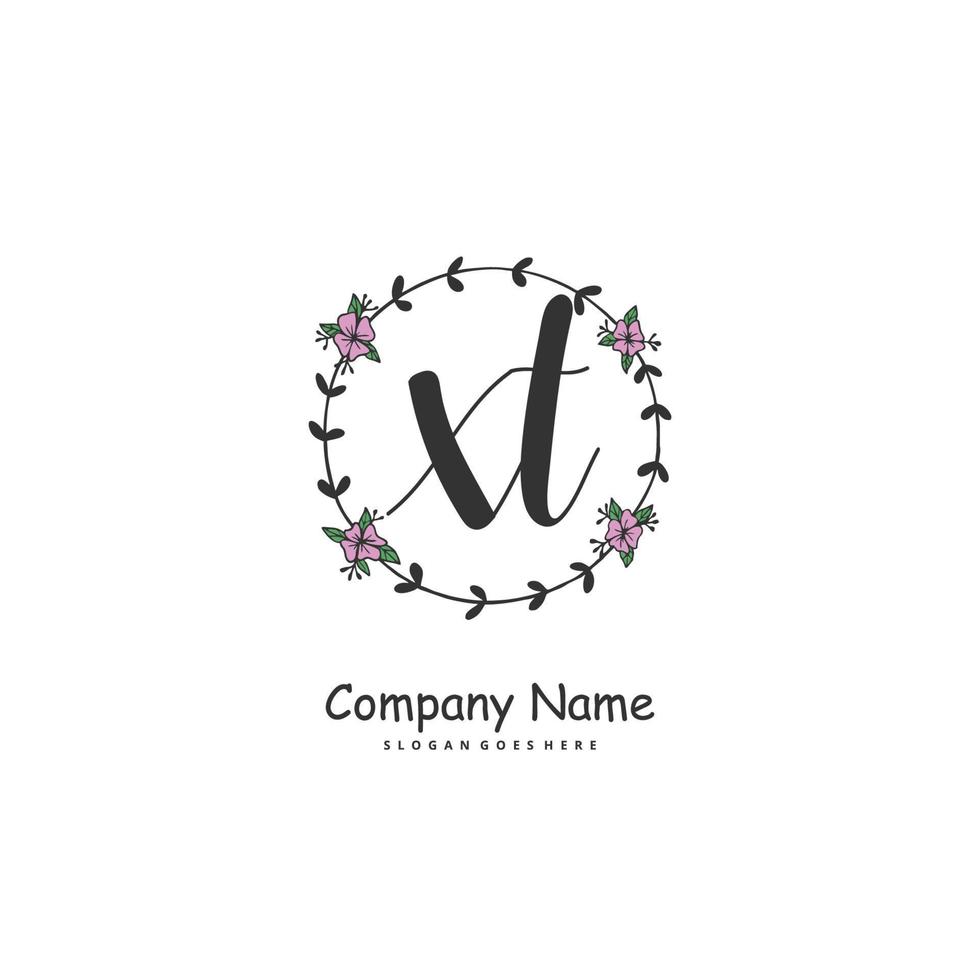 xt escritura a mano inicial y diseño de logotipo de firma con círculo. hermoso diseño de logotipo escrito a mano para moda, equipo, boda, logotipo de lujo. vector