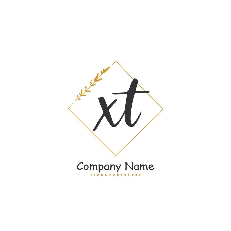 XT Initial handwriting and signature logo design with circle. Beautiful design handwritten logo for fashion, team, wedding, luxury logo. vector