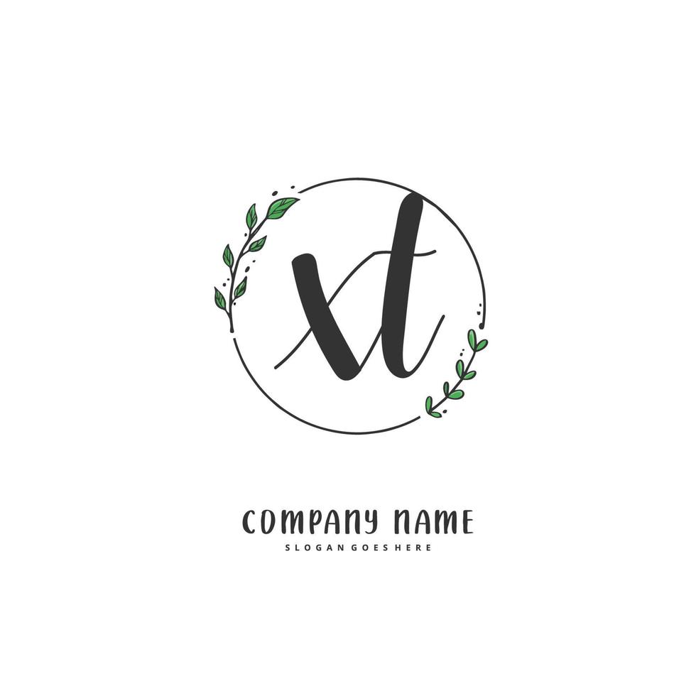 XT Initial handwriting and signature logo design with circle. Beautiful design handwritten logo for fashion, team, wedding, luxury logo. vector