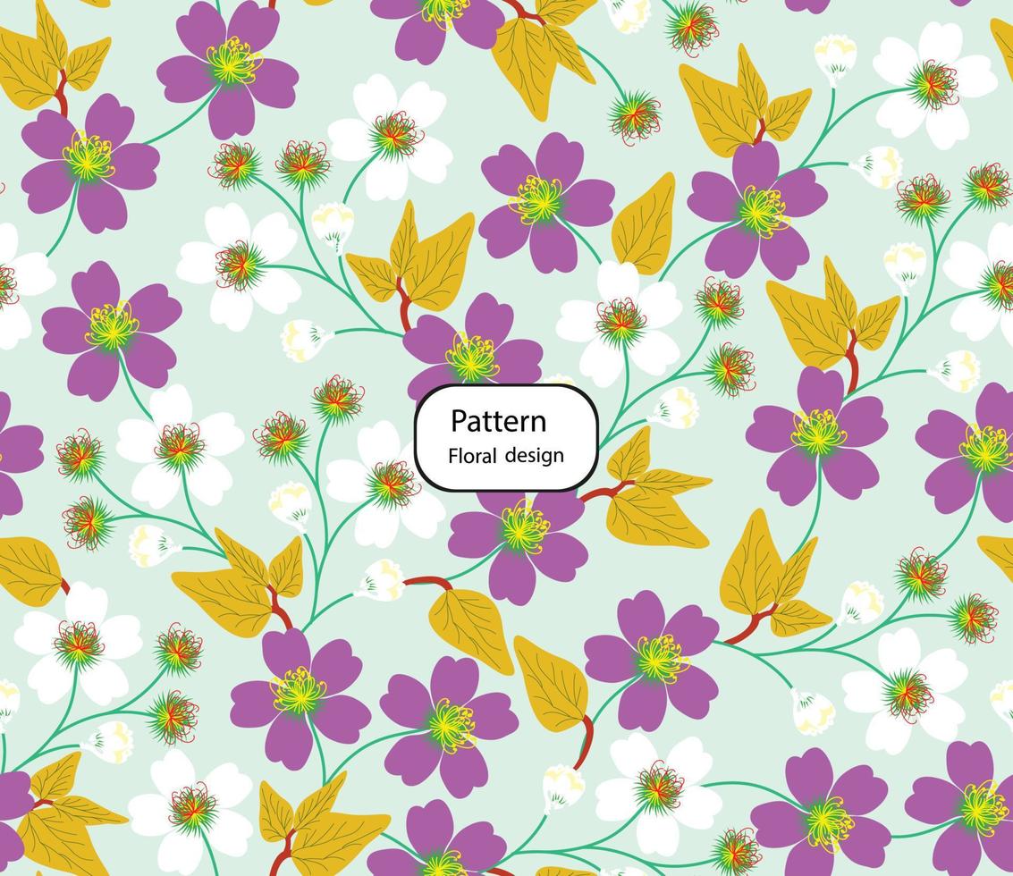 patrón floral transparente en vector.flores silvestres, hojas, ramas, caramelos repiten el diseño del patrón establecido.hecho a mano. papel pintado, tela o diseño de papel de regalo. vector
