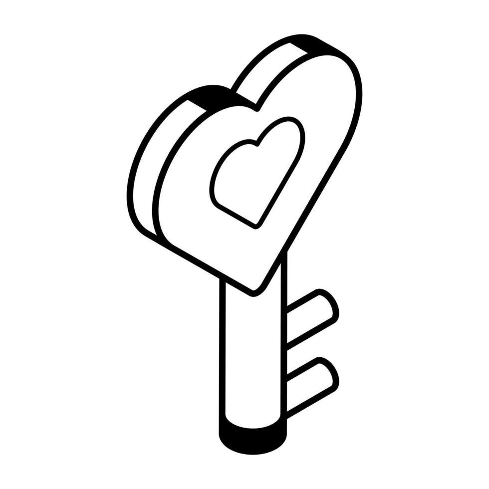 Trendy line icon of a heart key vector