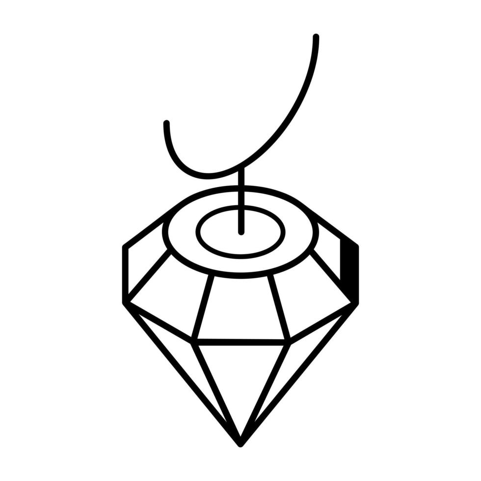 un icono isométrico de la línea del collar de diamantes vector