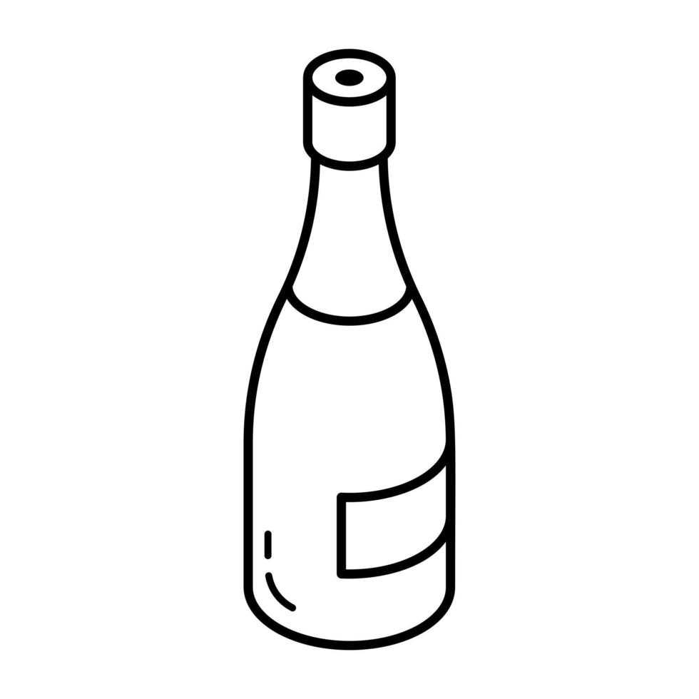 Wine bottle editable line icon vector