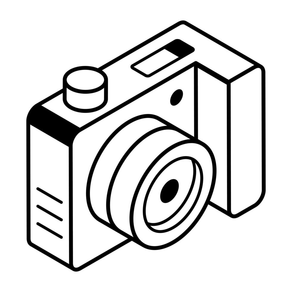 A camera icon in line design vector