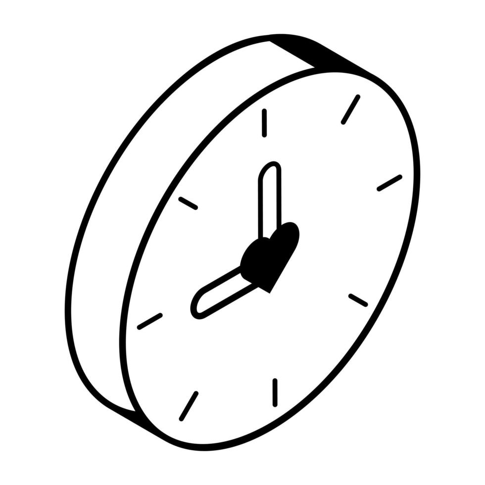 A wall clock line isometric icon vector