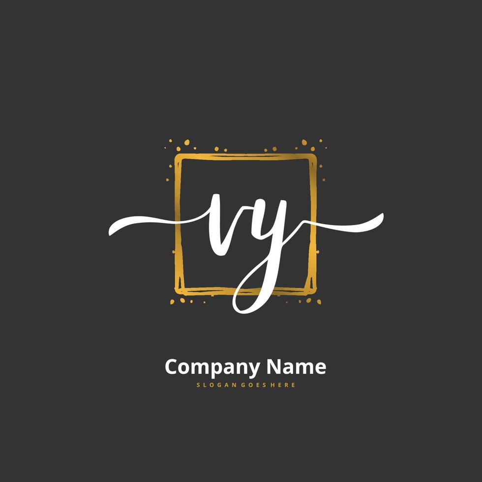 vy inicial de escritura a mano y diseño de logotipo de firma con círculo. hermoso diseño de logotipo escrito a mano para moda, equipo, boda, logotipo de lujo. vector