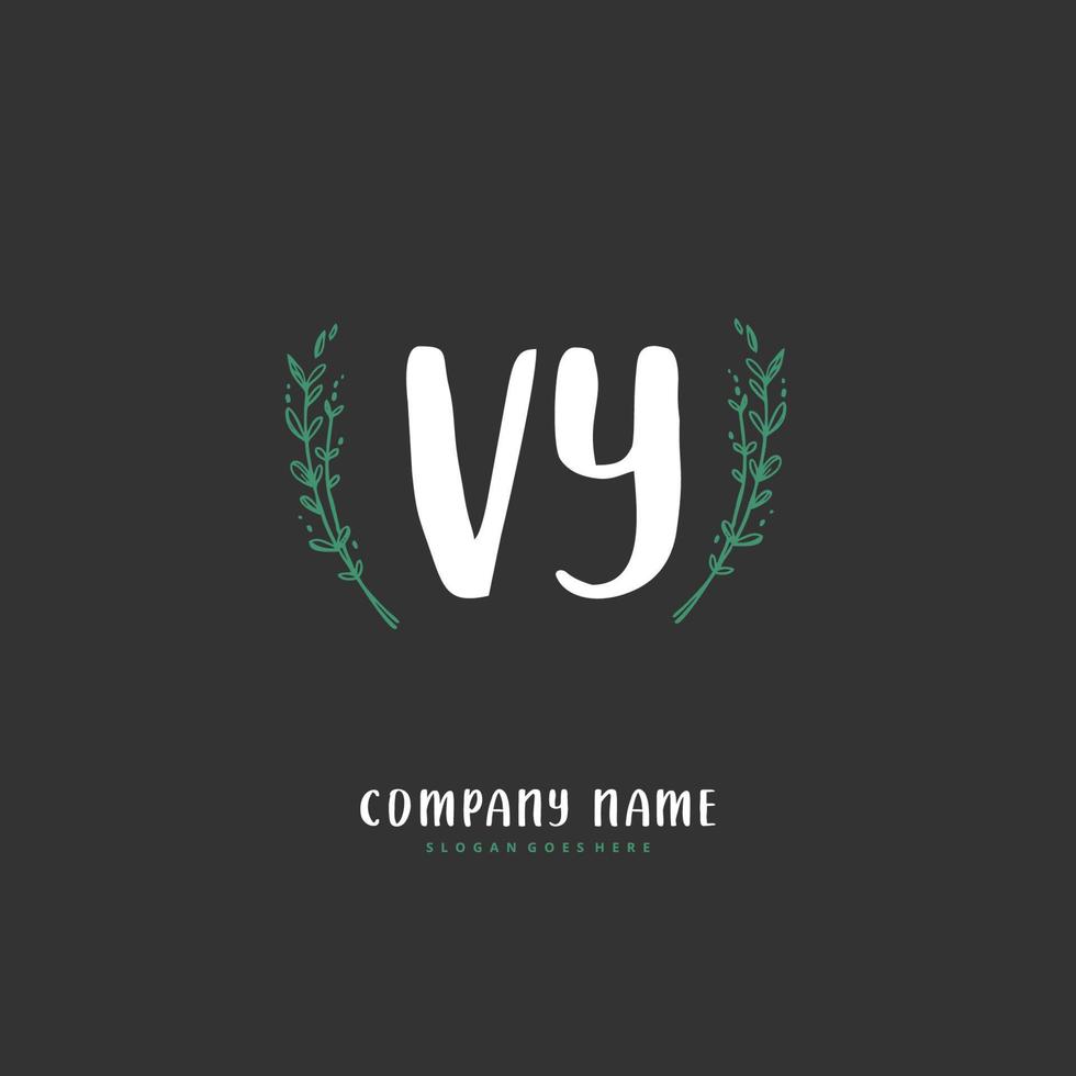 vy inicial de escritura a mano y diseño de logotipo de firma con círculo. hermoso diseño de logotipo escrito a mano para moda, equipo, boda, logotipo de lujo. vector