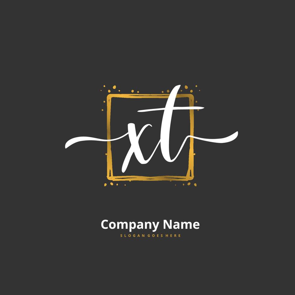XT Initial handwriting and signature logo design with circle. Beautiful design handwritten logo for fashion, team, wedding, luxury logo. vector